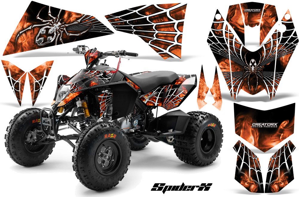 KTM ATV Graphics Kit SpiderX Orange White Web Black